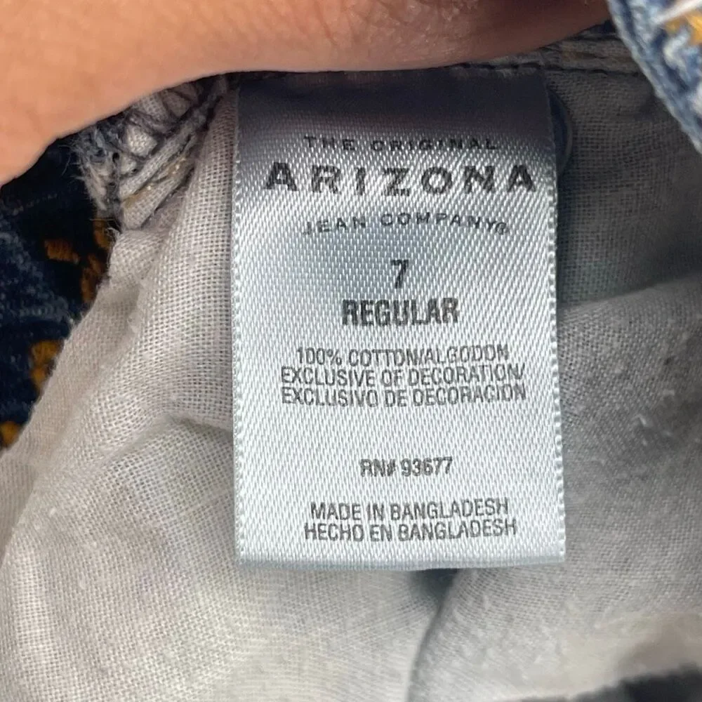 Arizona Jean Co Girls Cuffed Denim Shorts Rolled Hem Size 7 Mid Rise Cotton
